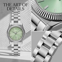 Montre personnalisée OEM avec logo pour femmes, lunette cannelée, date, montre en acier inoxydable pour femmes, AR11658, cadran soleil, montre de luxe