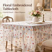 Nouvelles Tendances 2026 Nappe en Organza Brodé Floral, Nappe de Mariage en Polyester avec Dentelle Florale pour la Décoration Intérieure
