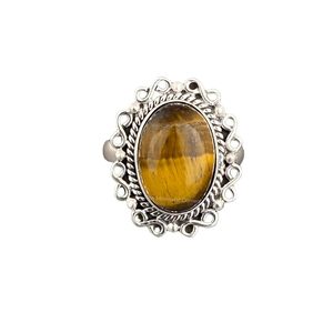 Bague artisanale en argent 925 avec pierre précieuse pour homme, style bohème œil de tigre, sertissage clos, évaluée par un tiers pour mariage - Product Image 2