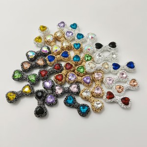 Double-Sided Alloy Heart Rhinestone <b>Bow</b> Pendant For Necklace Making DIY Jewelry Accessory - Product Image 1