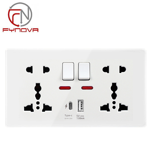146mm interrupteurs électriques universels Double Gang prise <span class=keywords><strong>interrupteur</strong></span> mural <span class=keywords><strong>Port</strong></span> <span class=keywords><strong>USB</strong></span> pour la maison interrupteurs muraux électriques 250V - Product Image 3
