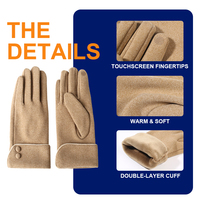Gants d'hiver personnalisés brodés, chauds, durables, décontractés, longueur poignet, avec revers côtelé, en viscose/polyester doux, pour les doigts