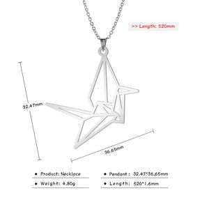 Collier en acier inoxydable avec grue Origami pour femmes et filles, ras du <span class=keywords><strong>cou</strong></span>, cadeaux <span class=keywords><strong>de</strong></span> noël - Product Image 6