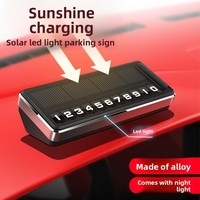 Plaque de stationnement temporaire solaire lumineuse en métal pour voiture, numéro de téléphone créatif haut de gamme pour relocalisation de véhicule