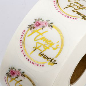 Étiquettes autocollantes rondes transparentes et écologiques Honey's Flowers, imperméables, avec estampage doré, pour emballages cadeaux et artisanat - Product Image 4