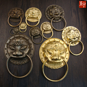 Chinese Style Lion Head Brass Door Knocker 5.8cm Diameter Cabinet Handle Ring Pull For Furniture Decoration - Product Image 5