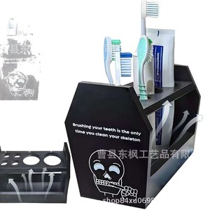 Support de toilette en bois créatif avec compartiments pour brosses à dents et dentifrice, porte-brosse à dents en bois massif pour hôtel - Product Image 1