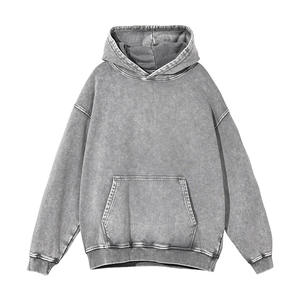 Heavyweight 100% Cotton Vintage Acid Wash Blank Oversized <b>Hoodie</b> Sweatshirts Streetwear Plus Size Men Hoodies - Product Image 5
