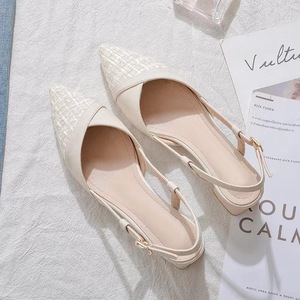 Sandali francesi con punta affusolata, nuove scarpe con tacco grosso e fibbia a una linea, comode e casual con tacco medio da donna - Product Image 3