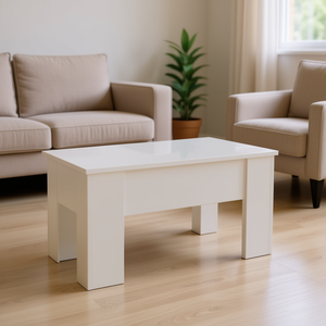 Tavolino da Caffè in Legno Ingegnerizzato Bianco Lucido 31.1x19.3x16.1 Pollici, Arredamento Minimalista Moderno per Soggiorno - Product Image 2