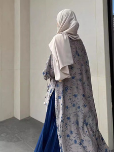 Zifeng OME Middle East donna stampa ampio abito Design rilegatura polsino sotto la gonna Smock a fessura - Product Image 4