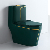 WC monobloc en céramique design Gold Line, couleur vert-gris, pour salle de bain