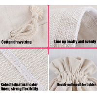 Sac d'emballage en toile de coton et lin naturel à fond rond avec cordon de serrage et poche, pour riz et bonbons, avec logo personnalisé imprimé