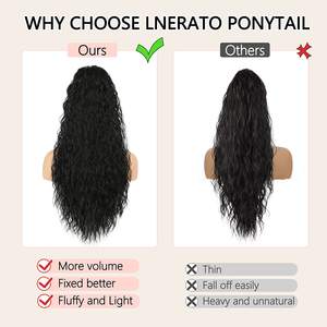 Fujia ผมหางม้าแบบผูกเป็นลอนยาวสำหรับผู้หญิง26 #34ผมหางม้าต่อแบบหยิกสีดำ - Product Image 4