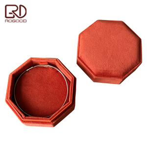 ROGOOD Lüks Turuncu Kadife Sekizgen Ambalaj Kutusu Takı Küpe Kolye Bilezik için Zarif Hediye Kutusu Tatil İçin P1989 - Product Image 5