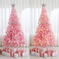 2026 Neuester Stil Leichter Künstlicher Rosa Beschneiter Weihnachtsbaum 40 Lichterketten PVC-Material für Innenräume Party Einkaufszentrum