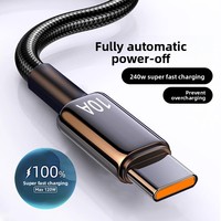 Câble de données tressé Type-C à charge ultra-rapide 10A pour téléphones mobiles VIVO, OPPO, Glory et lignes de charge de voiture
