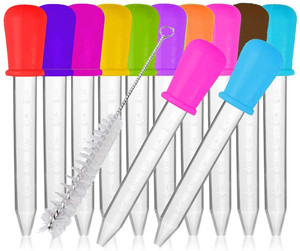 Pipettes compte-gouttes avec embout bulbe et brosse de nettoyage, compte-gouttes pour transfert de médicaments, compte-gouttes en silicone de qualité alimentaire - Product Image 5