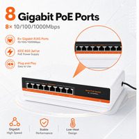 Commutateur PoE Gigabit 8 ports étanche avec protection contre les surcharges, appareil réseau PoE extérieur