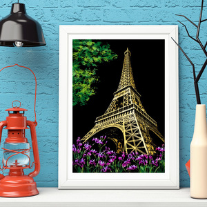 GKZL Yuelu Série Ville Colorée Paysage Nocturne Peinture à Gratter Créative Carte Cadeau d'Anniversaire en Carton Rectangulaire Monde - Product Image 3
