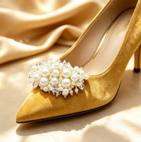 Clip de chaussure en cristal blanc Zeta Sorority, détachable, pour mariage, boucle de chaussure de mariée, ornement de chaussure à talons hauts, décoration