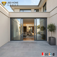 Porte coulissante en aluminium à rupture de pont thermique conforme à la norme australienne AS2047, porte patio en verre trempé étanche pour maison et villa