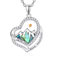 Collier Pendentif Cœur Montagne en Argent Sterling 925 en Gros, Bijoux Personnalisés Thème Nature et Plein Air pour Femme