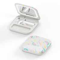 Choebe – Boîtier compact vide en ABS pour fards à paupières, 3 compartiments, avec logo personnalisé, motif mignon, miroir LED et emballage pour poudre pressée (OEM)