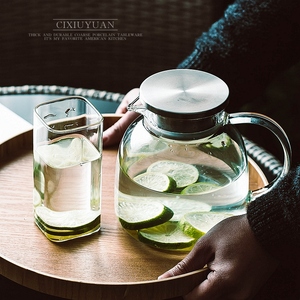 Cold Water Pitcher Glass With Lid Large Capacity Heat Resistant <b>Tea</b> Fruit <b>Infusion</b> Set Party Use - Product Image 2