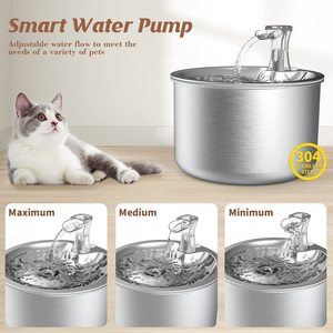 Dispenser air hewan peliharaan baja tahan karat, air mancur air kucing logam otomatis dengan mangkuk bahan plastik karbon aktif bisu untuk anjing - Product Image 2