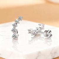Toptan 0.58ct S925 gümüş küpe yuvarlak kesim moissanit prim kadın gülümseme ark Hoop kulak takı ile