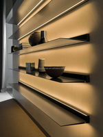 Étagères murales flottantes moderne minimaliste luxe modulaire personnalisé métal aluminium avec lumière LED pour salon chambre