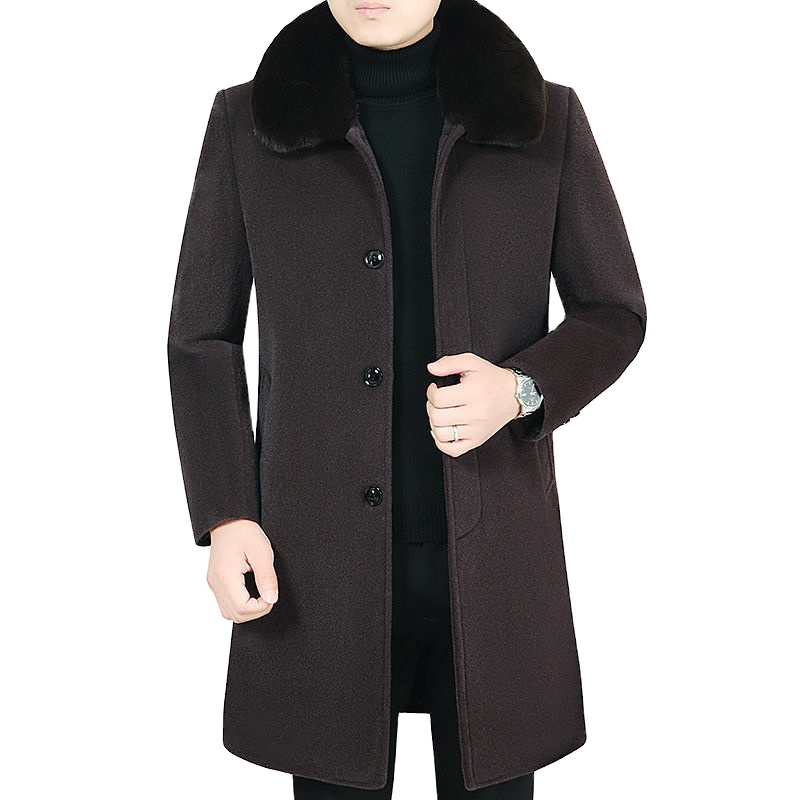 British Business Coat Herren Woll jacke Winter Heavy Cotton Slim Blend Coat Lässiger Trenchcoat Warm