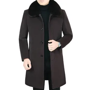 British Business Coat Men&#39;s Wool Jacket Winter Heavy Cotton Slim Blend Coat Casual Trench Coat Warm