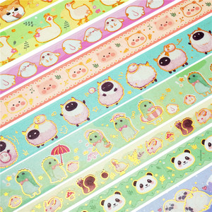 Multi Width Hot Sale Adorable Cartoon Animal Design Cute Printed Pattern Washi Tape Set