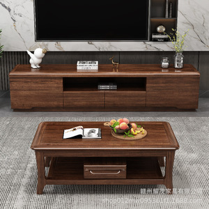 Mueble de TV de Madera Maciza de 2 Metros con Almacenamiento, Mueble Bajo de Estilo Chino Moderno para Sala de Estar - Product Image 3