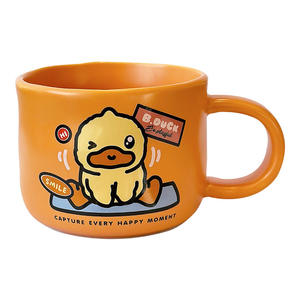 Mug en céramique G Duck, orange, blanc, rose, bleu, design de dessin animé avec poignée, tasse individuelle, cadeau pour le bureau, café, lait - Product Image 2