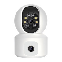 Caméra IP WiFi double objectif double écran, moniteur bébé, caméra de sécurité domestique PTZ avec suivi automatique, surveillance vidéo CCTV