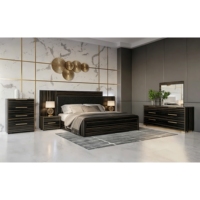 Meubles de chambre à coucher contemporains élégants en mélamine, multifonctionnels, résistants à l'humidité, en MDF, avec rangement, lit king size, lit queen size, lit double