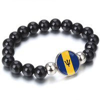 Conjunto de Joyería del Fabricante: Collar, Pulsera, Brazalete, Pendientes y Llavero con Colgante de Mapa de Barbados y Bandera Nacional