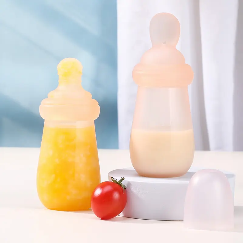Bambino bambino spremitura di cereali di riso biberon in Silicone per la frutta bottiglia con cucchiaio