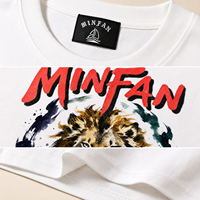 T-shirt Homme T14 MINFAN en Gros 100% Coton Manches Courtes Coupe Boxy Imprimé Graphique Décontracté Streetwear Rétro Lion Aquarelle
