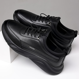 Chaussures de sport décontractées montantes pour hommes, élégantes et polyvalentes, toutes saisons, en cuir de vachette pleine fleur avec semelle en caoutchouc, style marche tendance - Product Image 3