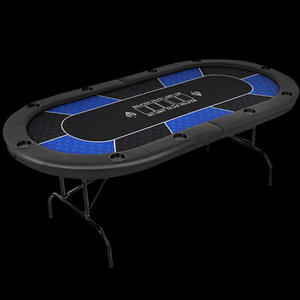 Table de poker Texas pliable, pour <span class=keywords><strong>Mahjong</strong></span> et Échecs, avec jetons, nappe Depu, table ovale pliée, tissu éponge, bois, fer, Chine [Transfrontalier] - Product Image 2