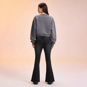 <span class=keywords><strong>Jean</strong></span> en denim évasé taille mi-haute style rétro européen-américain pour femme – Nouveau modèle, élégant, flatteur et polyvalent - Product Image 2