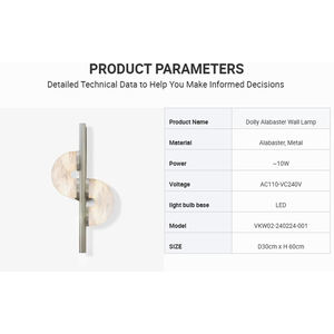 Lámpara de pared Dolly Alabaster, candelabro de pantalla de disco curvo de Metal moderno de lujo, suministro al por mayor de fábrica, OEM, ODM, pedido personalizado a granel - Product Image 3