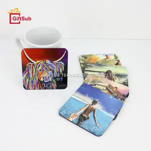 DIY Customized Square Sublimation MDF Wood Coaster Blanks Table Cup Mats Hardboard Non-slip Wooden Cork Coasters