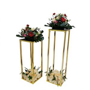 SMOOTH Factory Price Square 4PCs Flower Stand Gold Flower Rack Centro de mesa para decoración de boda - Product Image 1