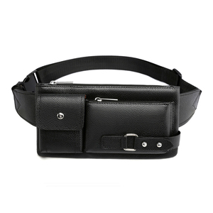<span class=keywords><strong>Riñonera</strong></span> Multifuncional Impermeable de <span class=keywords><strong>Cuero</strong></span> PU Negro Retro para <span class=keywords><strong>Hombre</strong></span> con Logotipo Personalizado, Gran Venta 2022 - Product Image 1