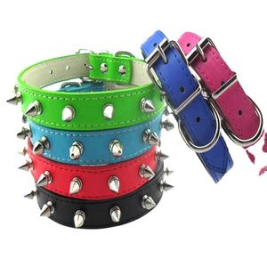 Multicolor pitbull remache tachonado con pinchos collar de perro de cuero de la pu - Product Image 1